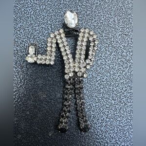 Elegant Clear and Black Crystal Brooch